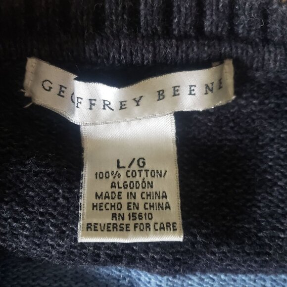 Vintage Geoffrey Beene Mens Knit Sweater Striped Chunky Fisherman Coastal Casual - Picture 4 of 7